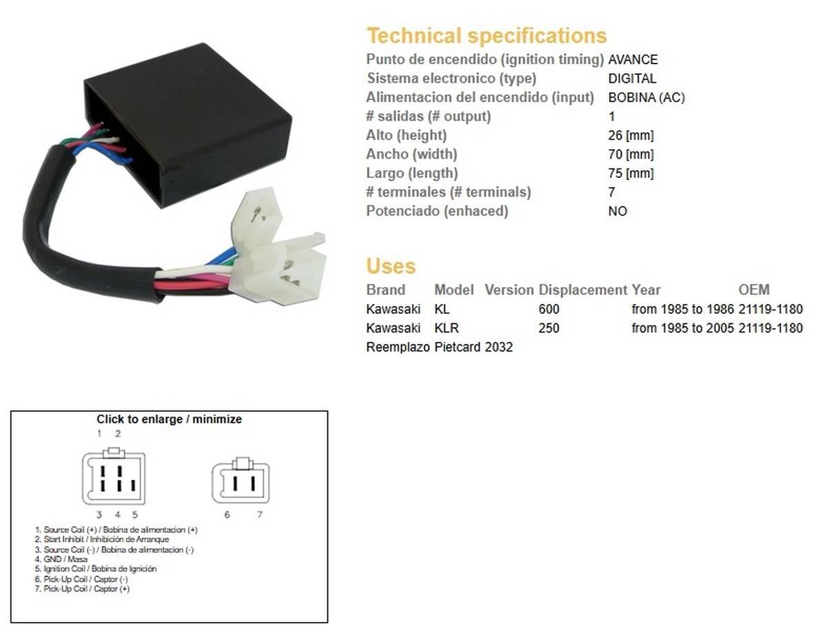 Dze Moduł Zapłonu Cdi Kawasaki Klr 250 '85-'05, Kl 600 '85-'86 21119-1180