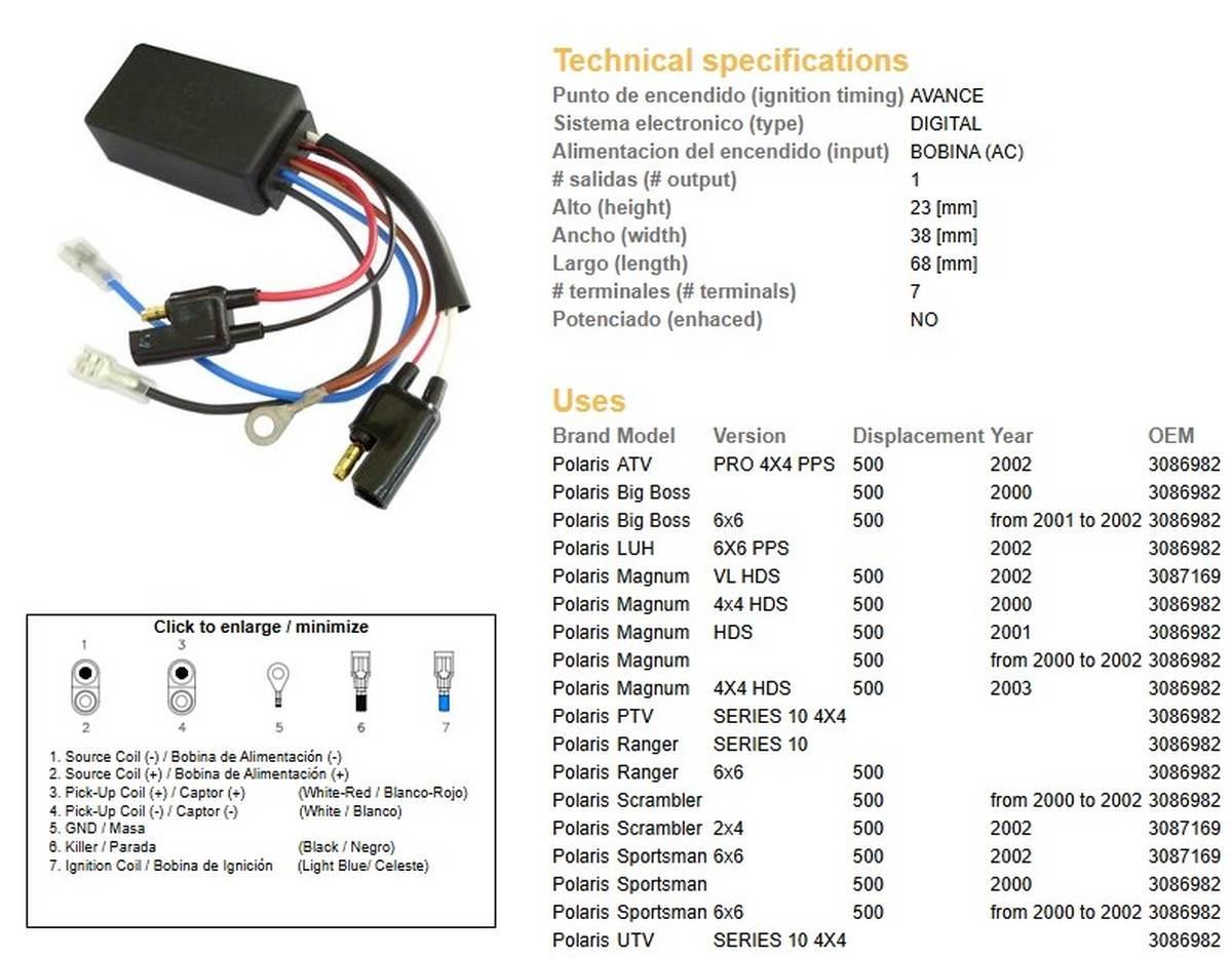 Dze Moduł Zapłonu Cdi Polaris 500 '00-'03 Oem 3086982, 3087169