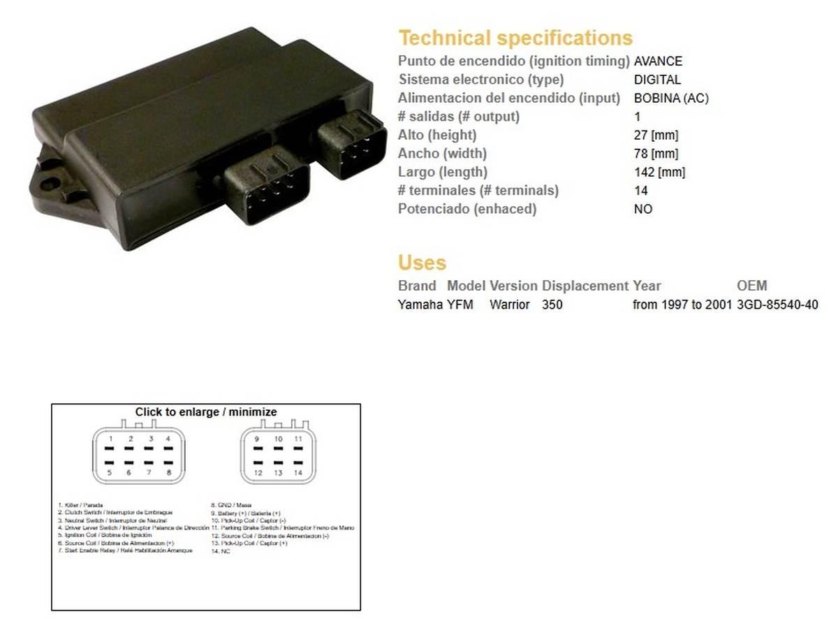 Dze Moduł Zapłonu Cdi Yamaha Yfm 350 Warrior '97-'01 3Gd-85540-40