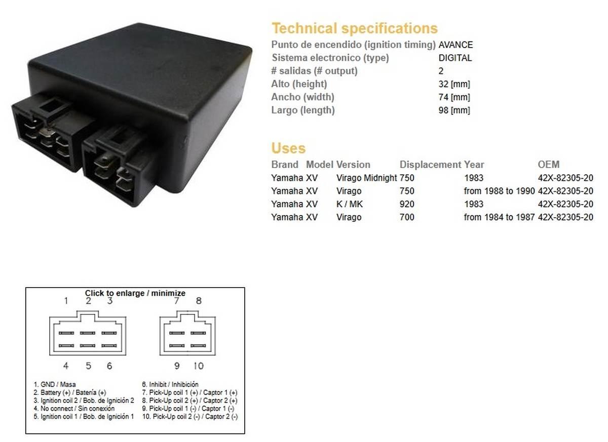 Dze Moduł Zapłonu Cdi Yamaha Xv 700 Virago '84-'87; Xv 750 Virago '88-'90;