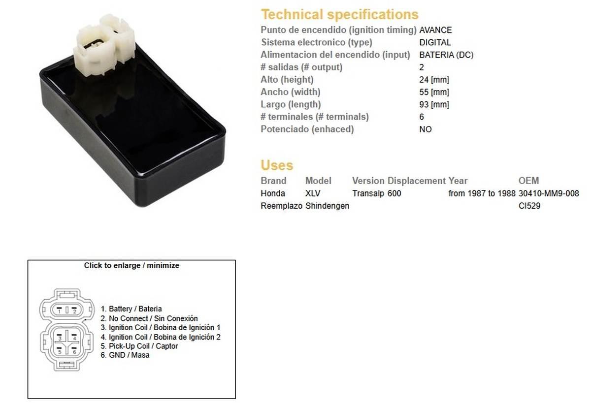 Dze Moduł Zapłonu Cdi Honda Xl 600V Transalp '87-'88 30410-Mm9-008