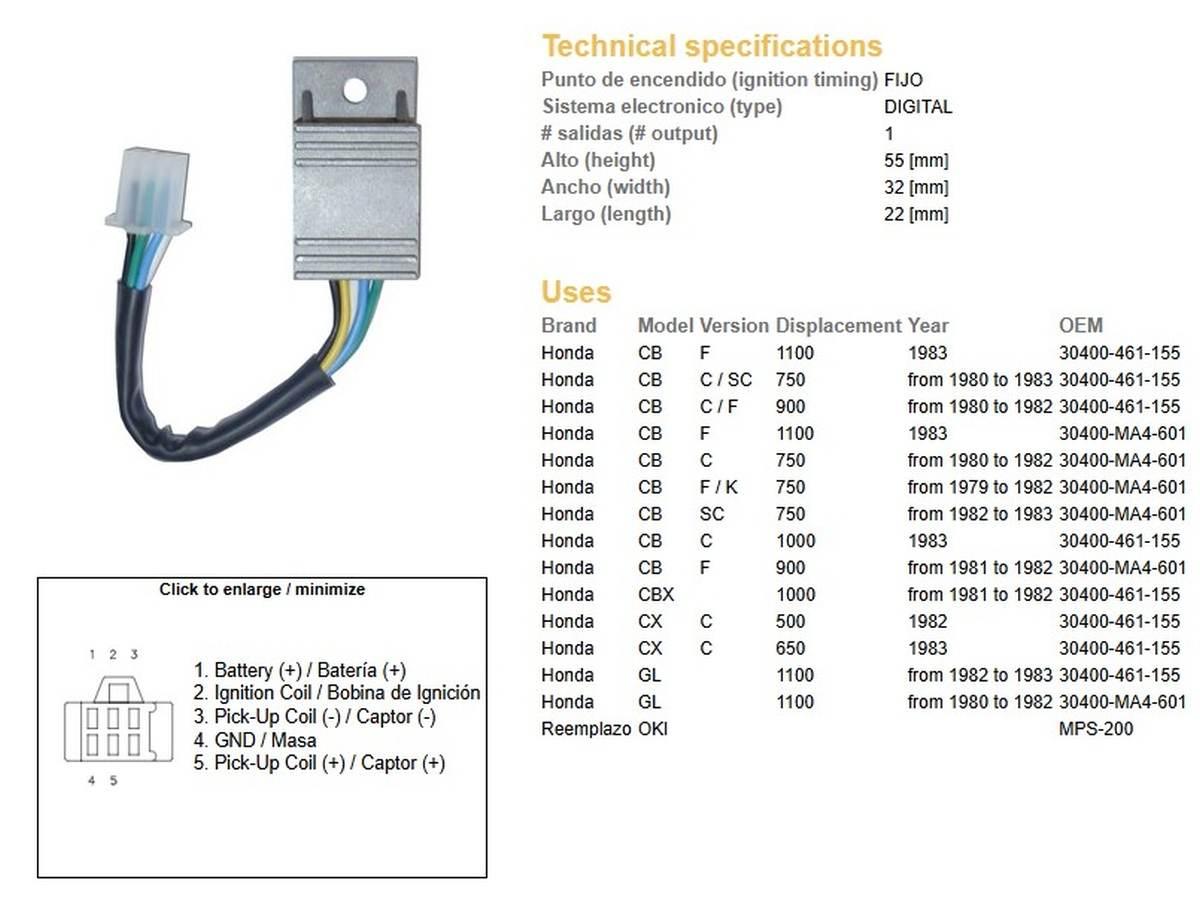 Dze Moduł Zapłonu Cdi Honda Cb 650/750/900/1100F, Cbx 1000 30400-461-155
