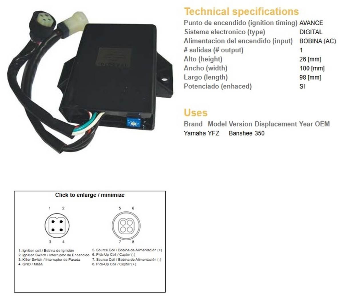Dze Moduł Zapłonu Cdi Yamaha Yfz 350 Banshee Multimapa