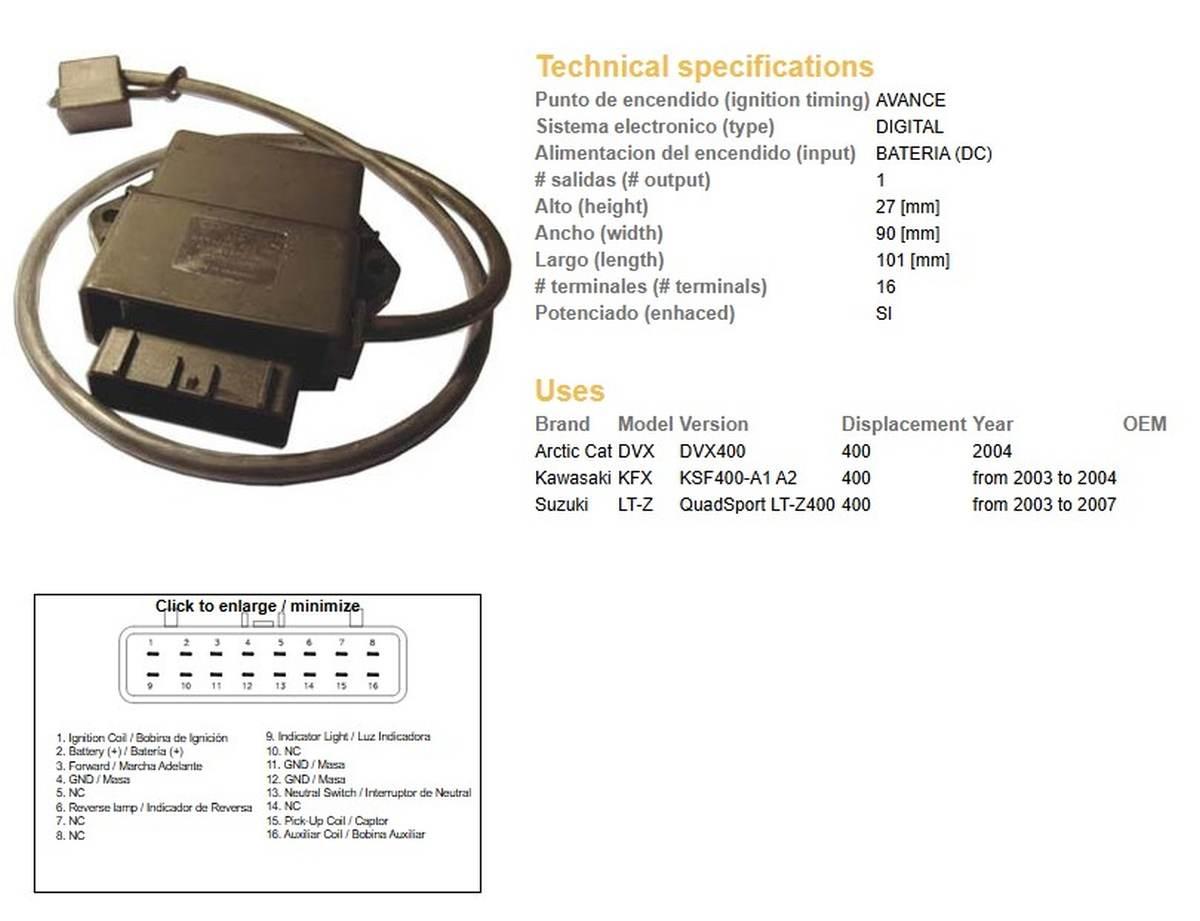 Dze Moduł Zapłonu Cdi Suzuki Ltz 400 '03-'07; Kawasaki Kfx 400 '03-'04 Oem-