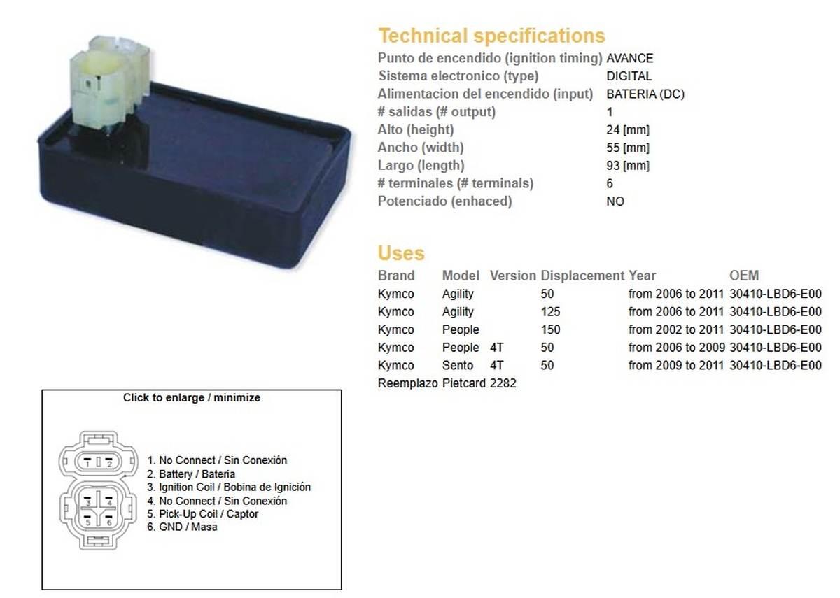 Dze Moduł Zapłonu Cdi Kymco Agility 50/125 '06-'11; People 50/150 '06-'11