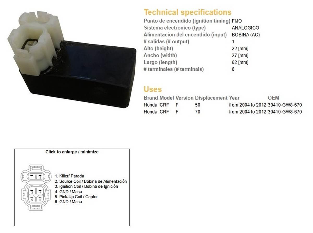 Dze Moduł Zapłonu Cdi Honda Crf 50/70F '04-'12 30410-Gw8-670