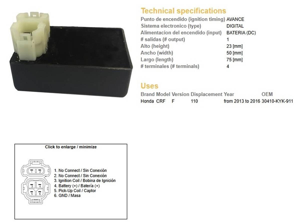 Dze Moduł Zapłonu Cdi Honda Crf 110 '13-'16 30410-Kyk-911