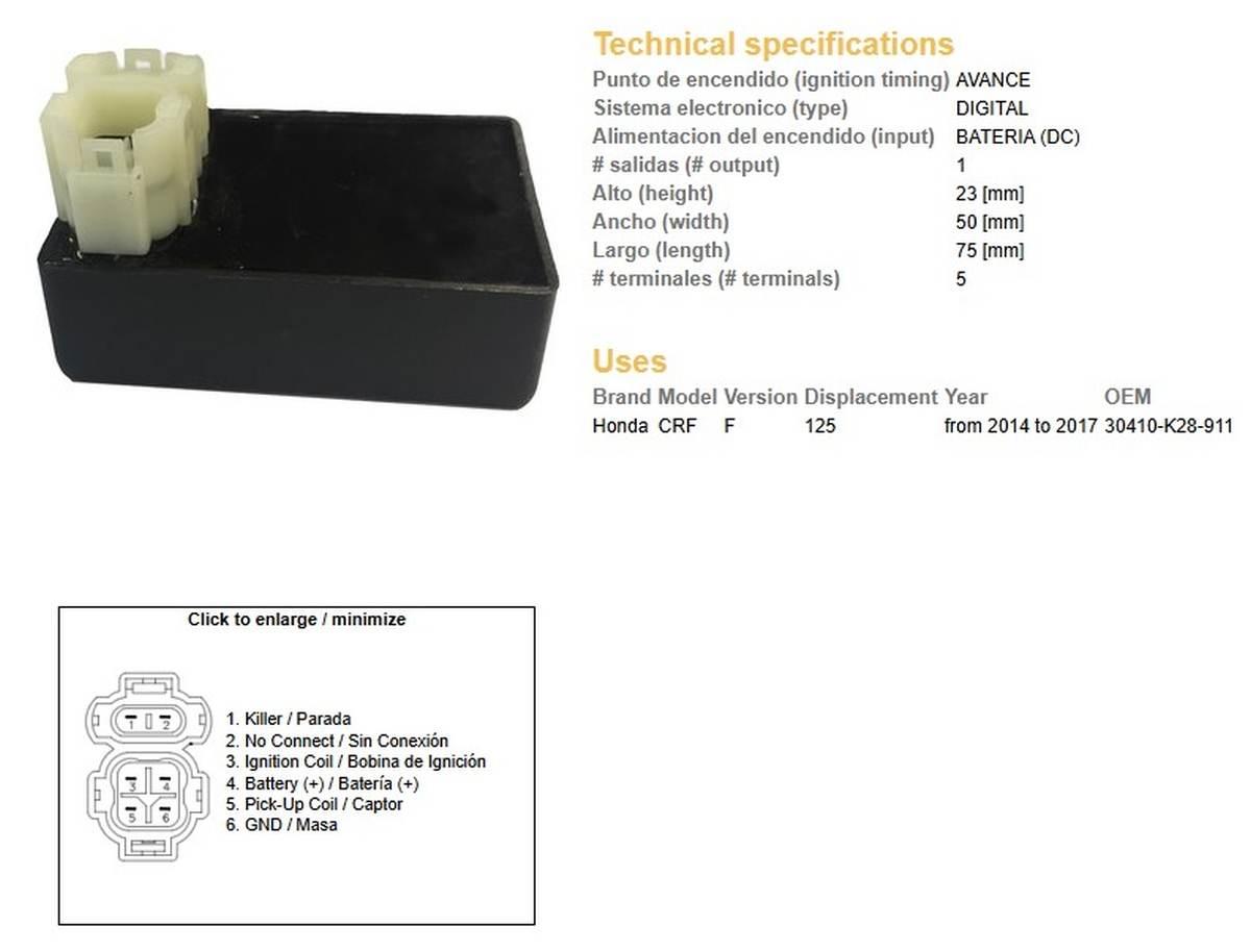 Dze Moduł Zapłonu Cdi Honda Crf 125F '14-'17