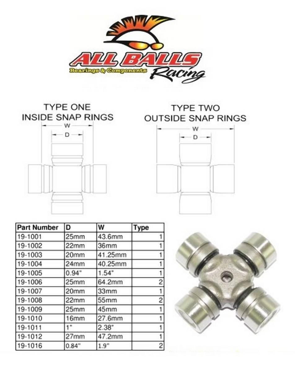All Balls Krzyżak Przegubu Napędowego Atv Kawasaki Kvf/Teryx/Mule - zdjęcie 3