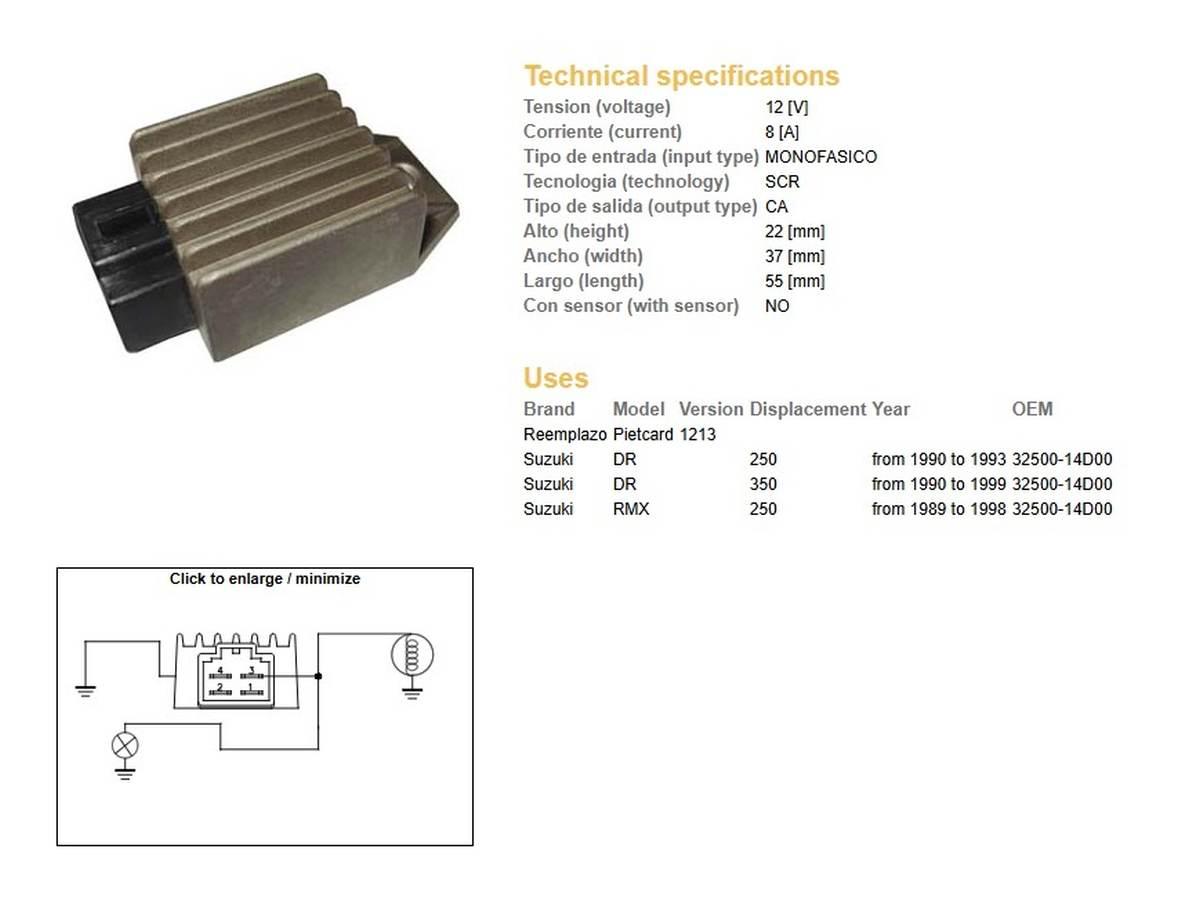 Dze Regulator Napięcia Suzuki Dr 250 '90-'93; Dr 350 '90-'99; Rmx 250 '89-'