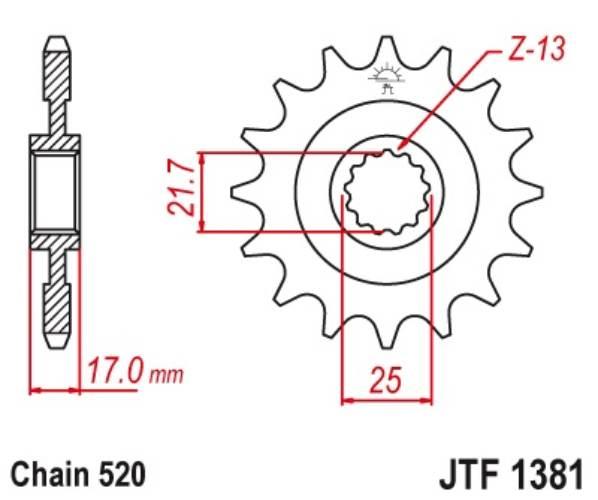 Jt Zębatka Przednia 2042 16 Z Gumą Honda Cb 500F/X '13-'15, Cbr 500R '13-'1