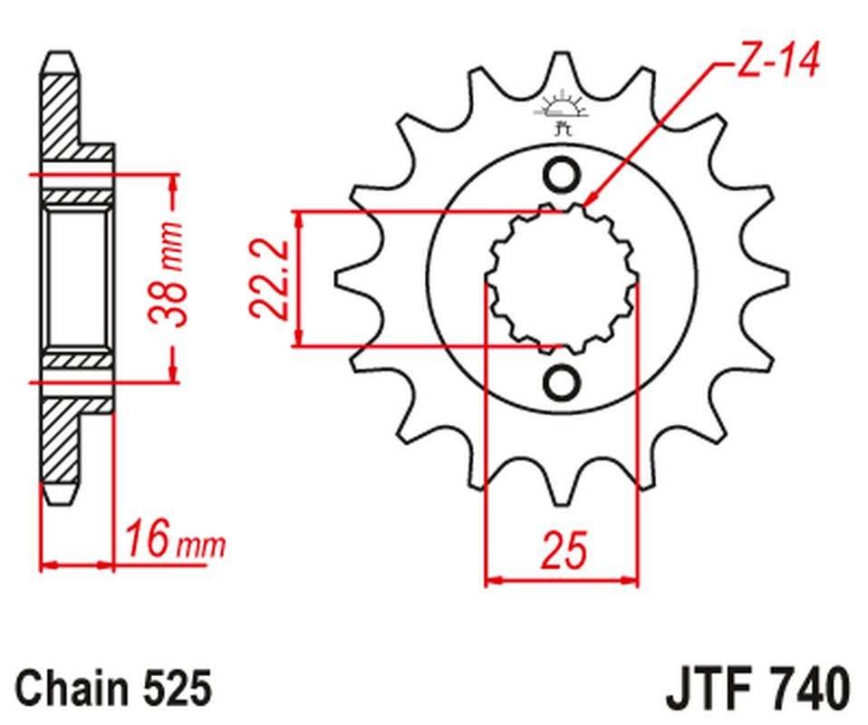 Jt Zębatka Przednia 2050 15 Z Gumą Ducati 796/916/944/996 205015Jtrb Łańc