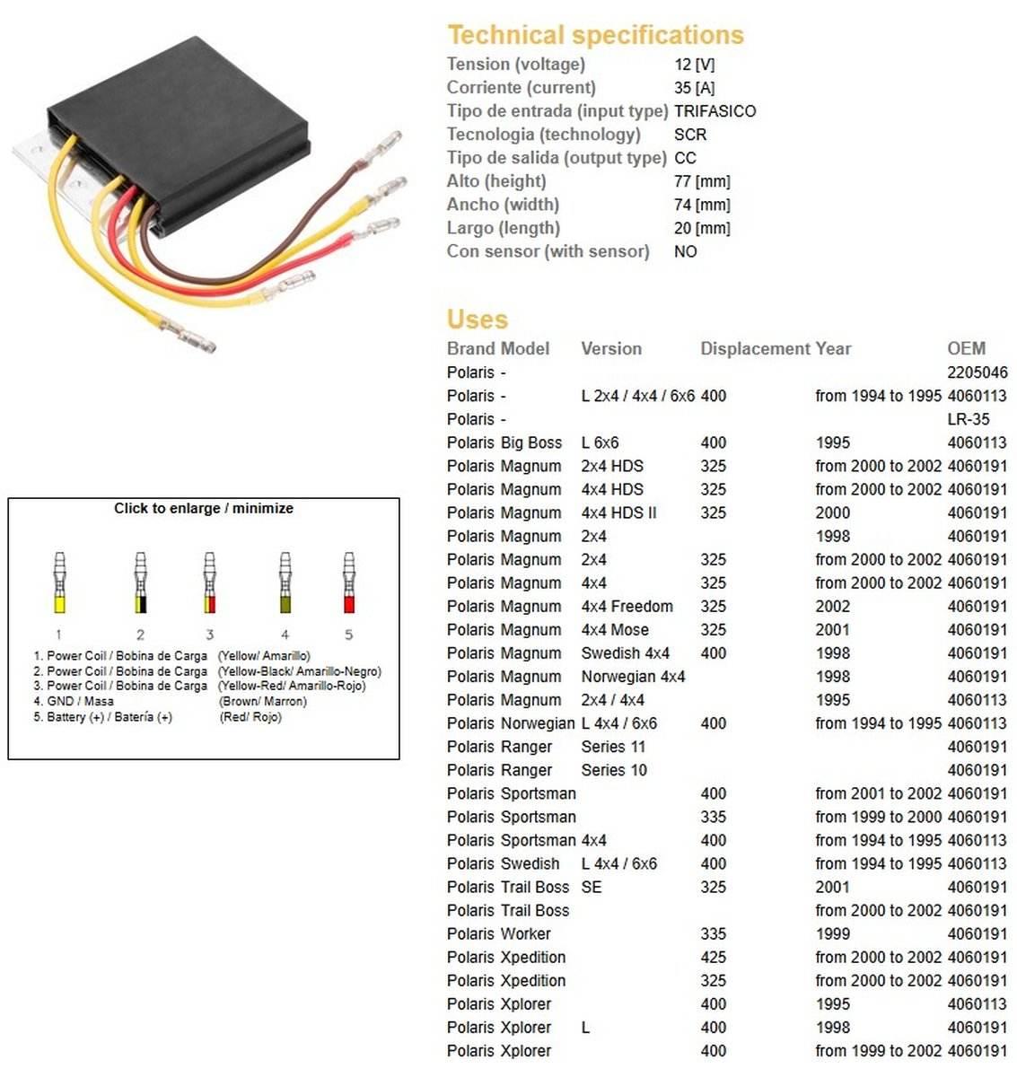 Dze Regulator Napięcia Polaris 325/335/400/425 '98-'02 Oem 4060191 Esr956 - zdjęcie 2