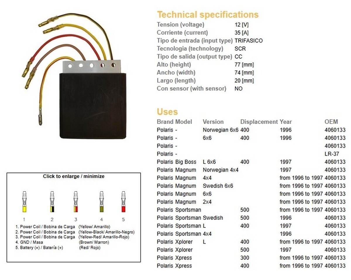 Dze Regulator Napięcia Polaris 300/400/500 Oem-4060133 Esr950 - zdjęcie 2