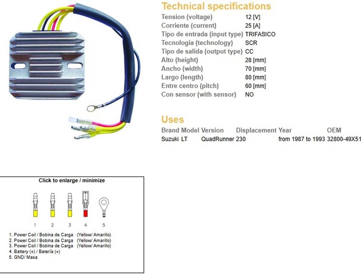Dze Regulator Napięcia Suzuki Lt 230 Quad Runner '87-93 32800-49X51