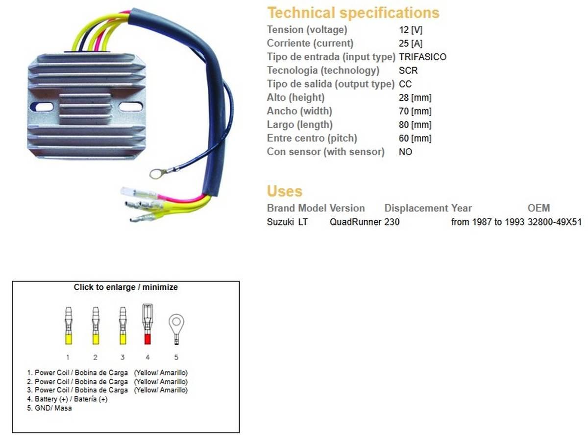 Dze Regulator Napięcia Suzuki Lt 230 Quad Runner '87-93 32800-49X51 - zdjęcie 2