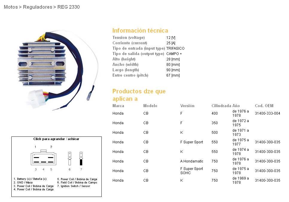 Dze Regulator Napięcia Honda Cb 350F '72-'75; Cb 400F '76-'78; Cb 500K '71- - zdjęcie 2