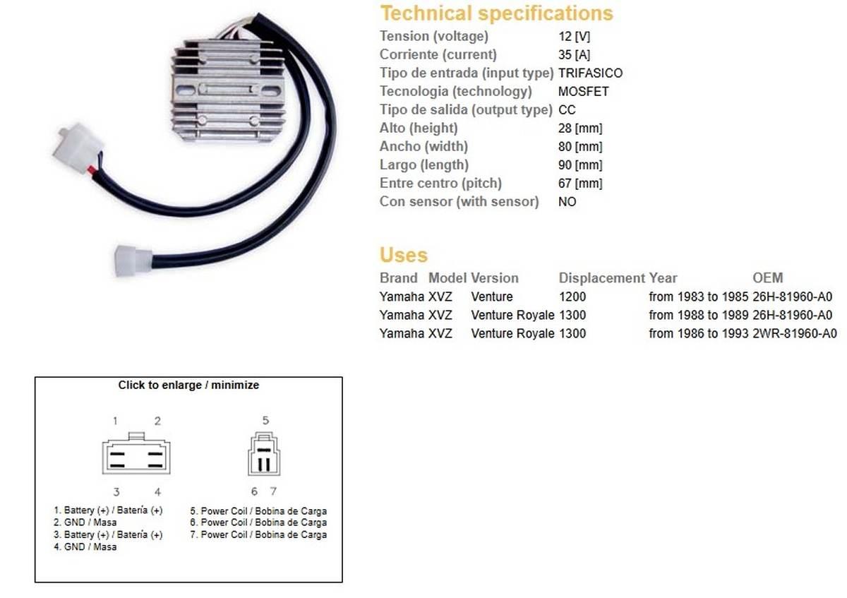 Dze Regulator Napięcia Yamaha Xvz 1200 Venture '83-'85; Xvz 1300 Venture Ro