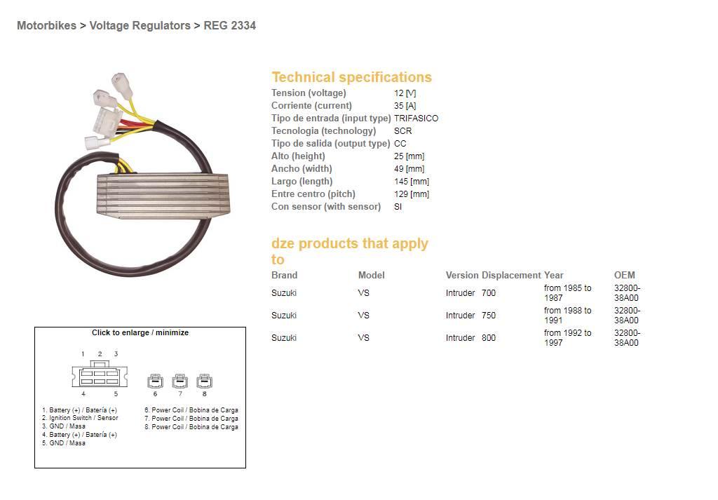 Dze Regulator Napięcia Suzuki Vs 700 Intruder '85-'87; Vs 750 Intruder '88- - zdjęcie 2