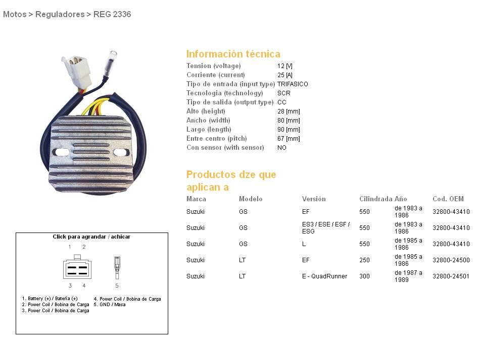 Dze Regulator Napięcia Suzuki Gs 550E/L '83-'86; Gsx 550E '85-'87; Lt 250Ef - zdjęcie 2