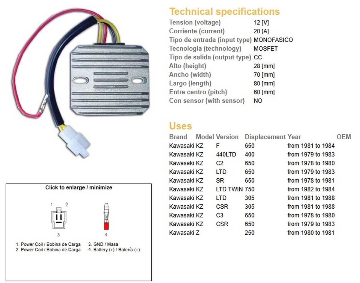 Dze Regulator Napięcia Kawasaki Kz 440Ltd '79-'93; Kz 750Ltd '82-'84; Kz 65