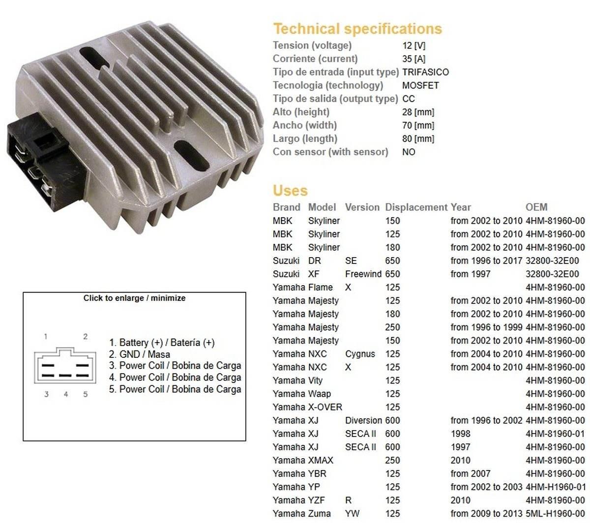 Dze Regulator Napięcia Suzuki Dr 650Se '96-'17; Xf 650 Freewind '97; Yamaha - zdjęcie 3