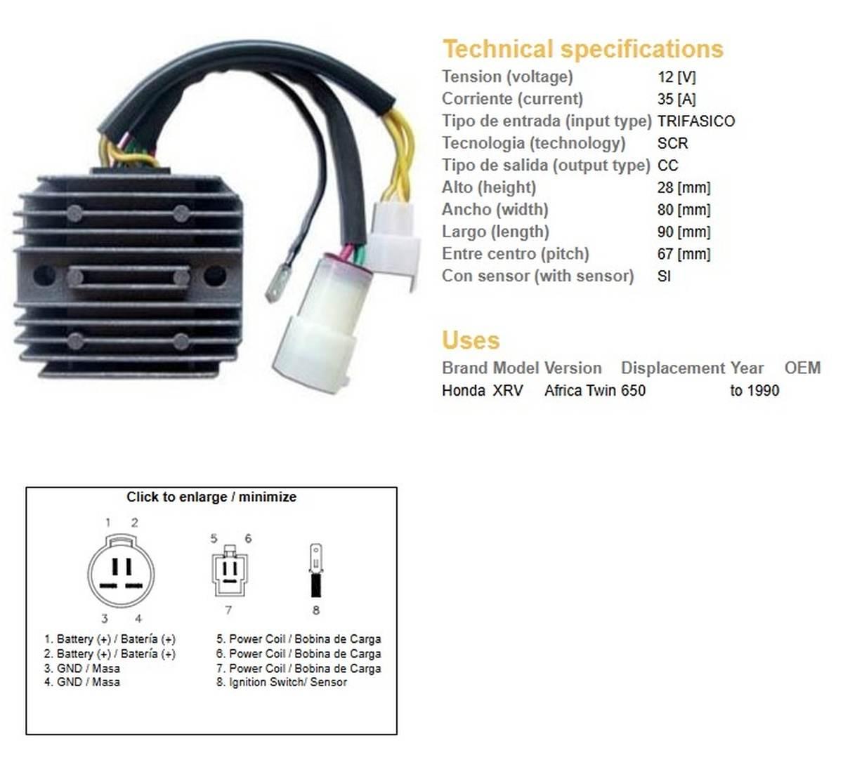 Dze Regulator Napięcia Honda Xrv 650 Africa Twin '90 Oem-31600-Ms8-000