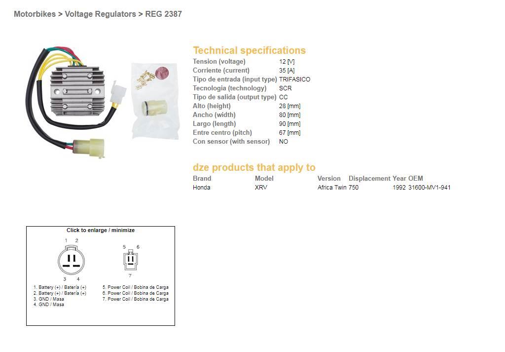 Dze Regulator Napięcia Honda Xrv 750 Africa Twin '92 31600-Mv1-941 35A - zdjęcie 2