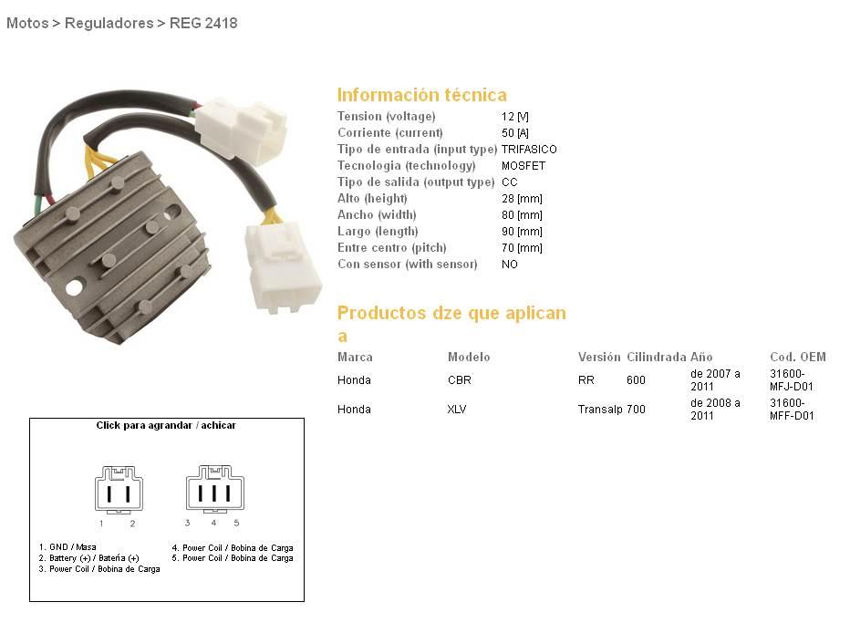 Dze Regulator Napięcia Honda Cbr 600Rr '07-'12; Xl 700V Transalp '08-'11 50 - zdjęcie 2
