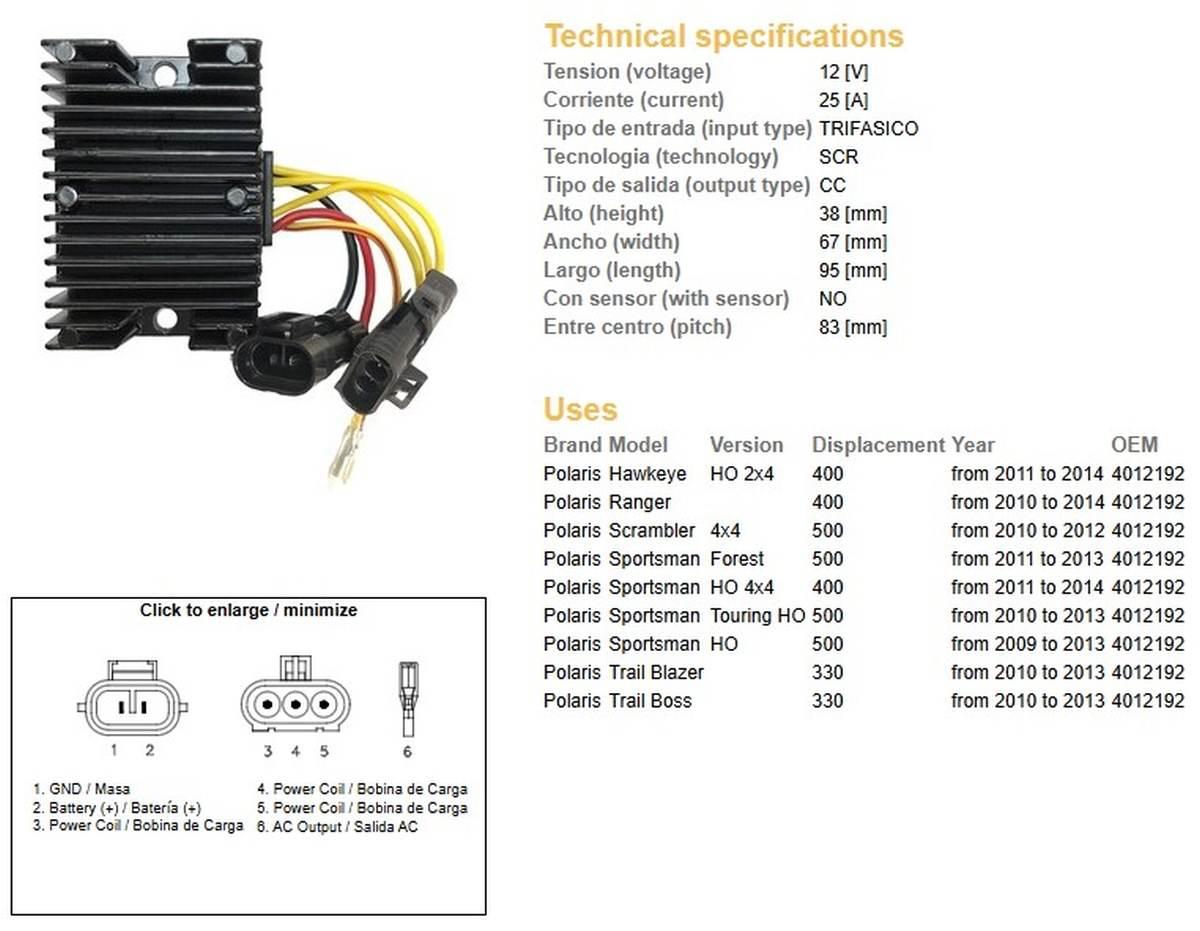 Dze Regulator Napięcia Polaris Trail Blazer 330 '10-'13; Trail Boss 330 '10