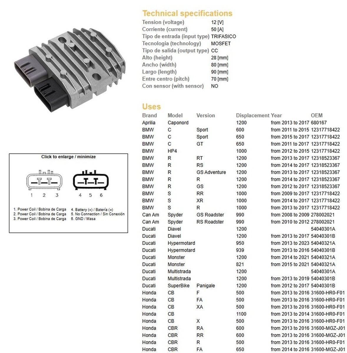 Dze Regulator Napięcia Aprilia; Bmw; Can Am; Ducati; Honda; Kawasaki; Suzuk