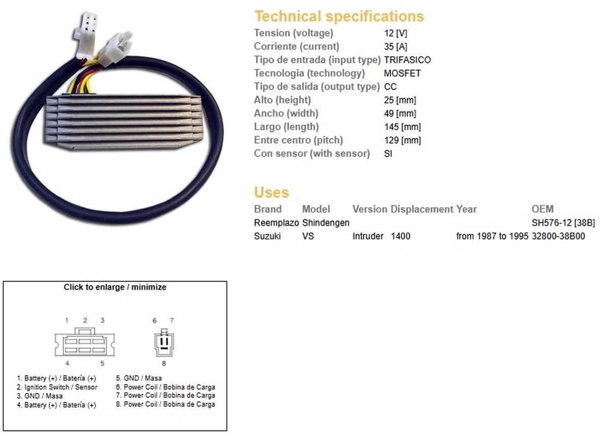 Dze Regulator Napięcia Suzuki Vs 1400 Intruder '87-'95 Oem-32800-38B00 Esr7