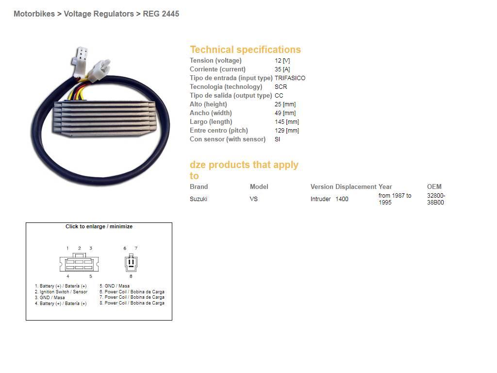 Dze Regulator Napięcia Suzuki Vs 1400 Intruder '87-'95 Oem-32800-38B00 Esr7 - zdjęcie 2