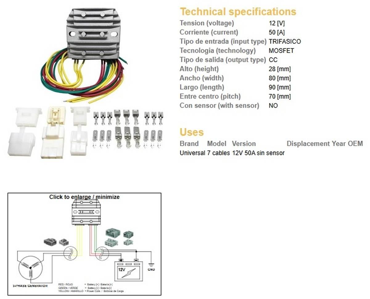 Dze Regulator Napięcia Uniwersalny Mosfet 50A 7 Kabli 3X Żółte; 2X Czerwone