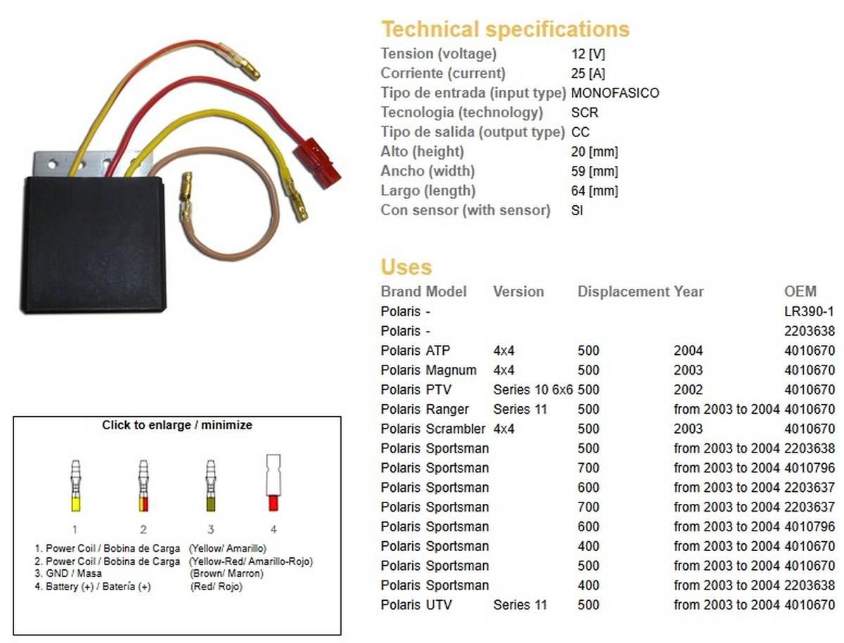 Dze Regulator Napięcia Polaris 400/500/600/700 Sportsman Scrambler '03-'04