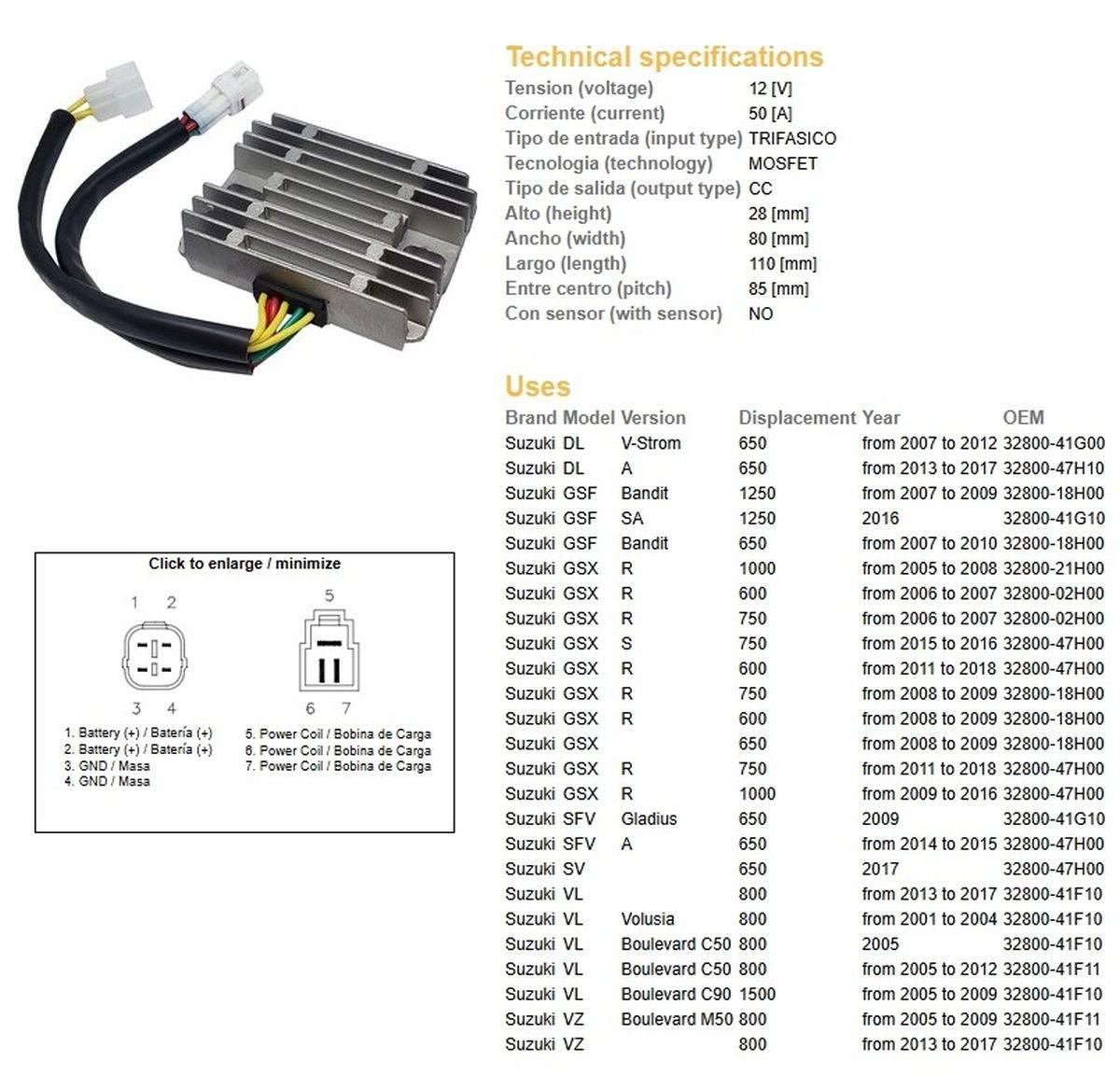 Dze Regulator Napięcia Suzuki Gsf 650/1250 Bandit '07-'10; Gsx 600/750/1000