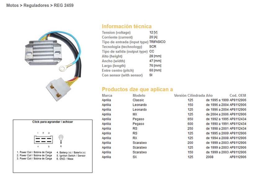 Dze Regulator Napięcia Aprilia Pegaso 600/650 '90-'95; Rs 125/250 '95-'09; - zdjęcie 2