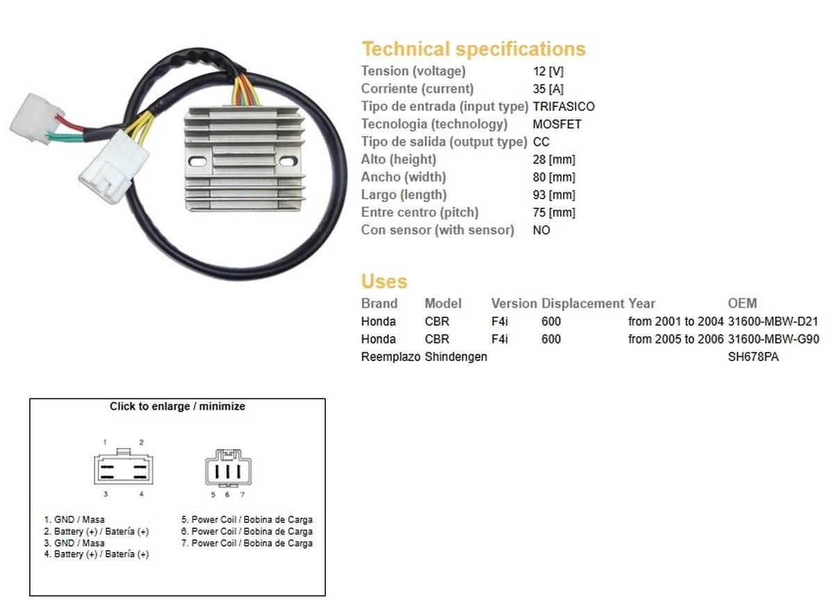 Dze Regulator Napięcia Honda Cbr 600F F4 '01-'06 35A 31600-Mbw-D21 Esr431 S