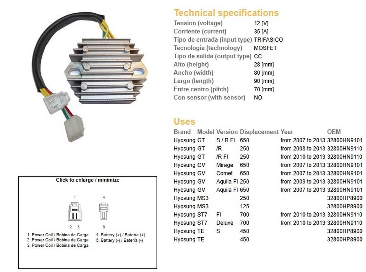 Dze Regulator Napięcia Hyosung Gt 250R '08-'13; Gt 650S/R '08-'13; Gv 250 '