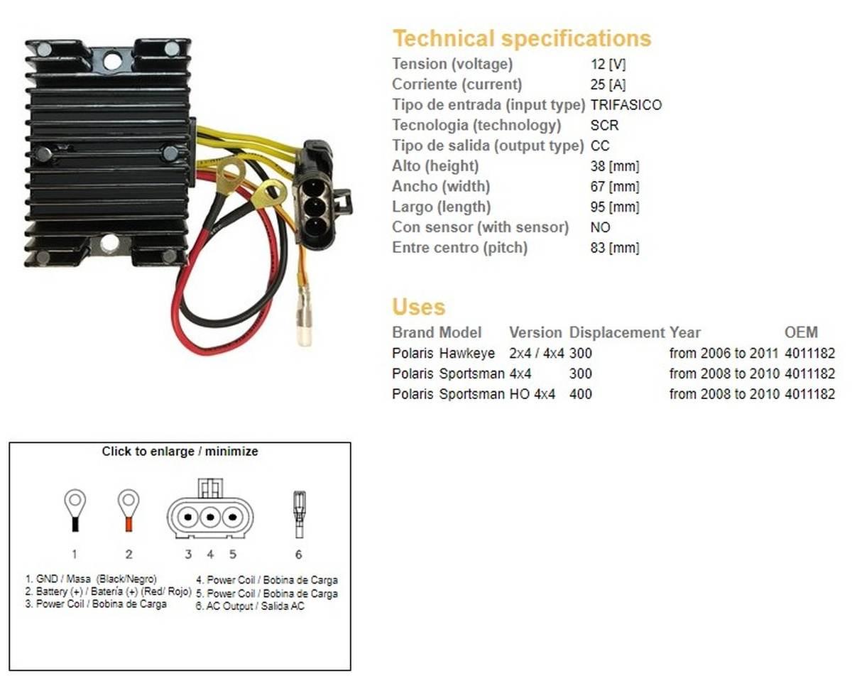 Dze Regulator Napięcia Polaris Sportsman 300/400 '08-'10; Hawkaye 300 '06-'