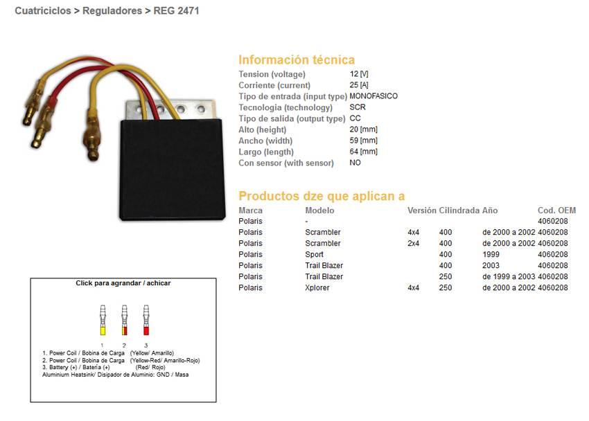 Dze Regulator Napięcia Polaris Scrambler 400 '00-'02; Trail Blazer 250/400 - zdjęcie 2