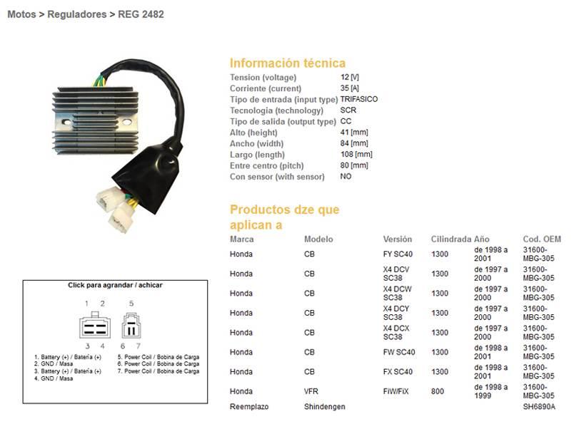 Dze Regulator Napięcia Honda Cb 1300 '97-'01; Vfr 800 '98-'99 Sc38, Sc40 Vf - zdjęcie 2
