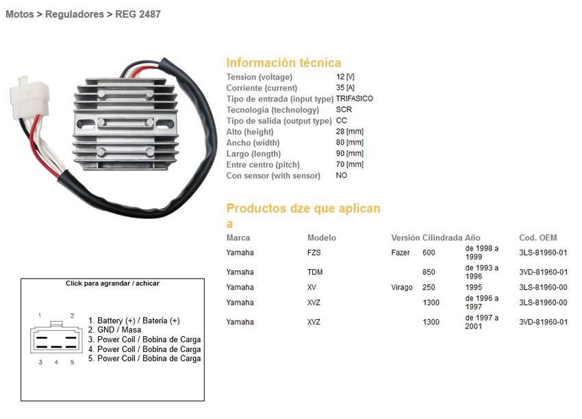 Dze Regulator Napięcia Yamaha Fzs 600 Fazer '98-'99; Tdm 850 '93-'96; Xvz 1