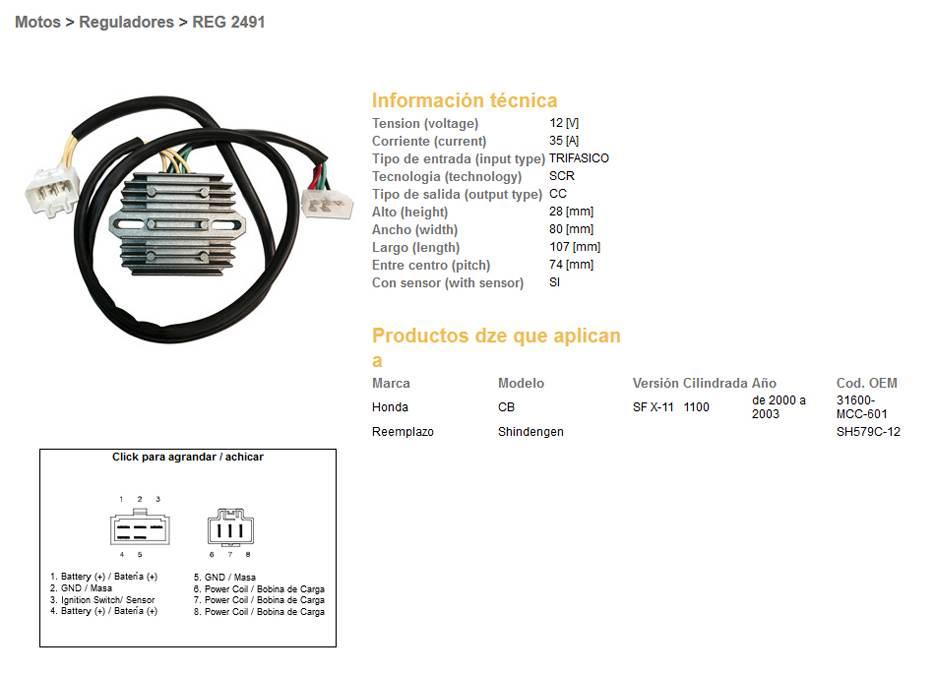 Dze Regulator Napięcia Honda Cb 1100 Sf X11 '00-'03 31600-Mcc-601 Sh579C-12 - zdjęcie 2