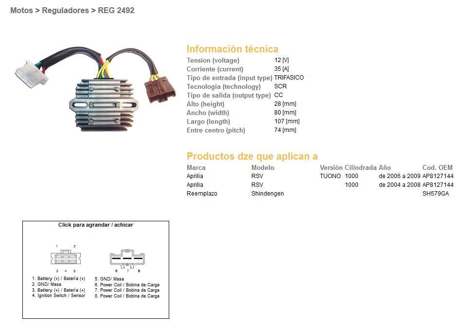 Dze Regulator Napięcia Aprilia Rsv 1000 '04-'08; Tuono 1000 '06-'09 Sh579Ga - zdjęcie 2