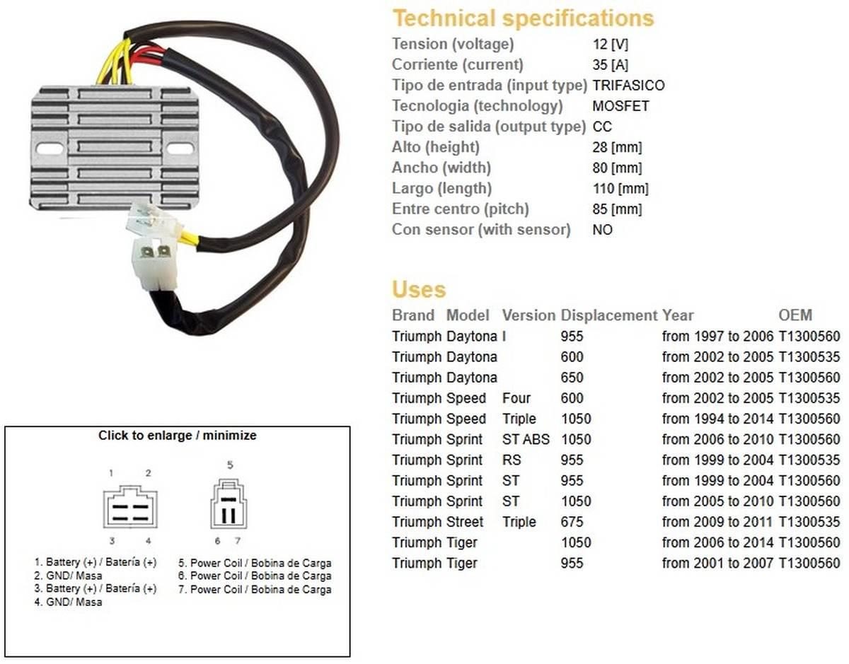 Dze Regulator Napięcia Triumph Daytona 600/650 '02-'05; Daytona 955I '97-'0 - zdjęcie 2