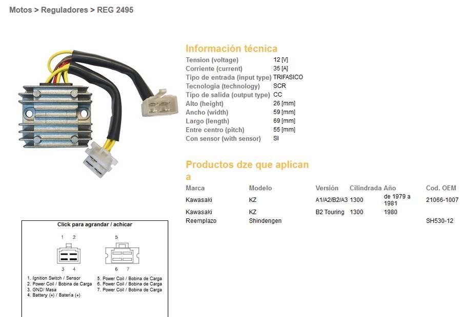 Dze Regulator Napięcia Kawasaki Kz 1300A/B '79-'81 21066-1007 Sh530-12 Esr4 - zdjęcie 2