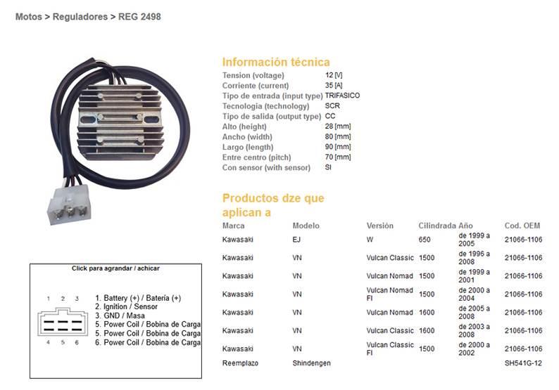 Dze Regulator Napięcia Kawasaki W 650 '99-'05; Vn 1500 Vulcan '96-'08; Vn 1 - zdjęcie 2