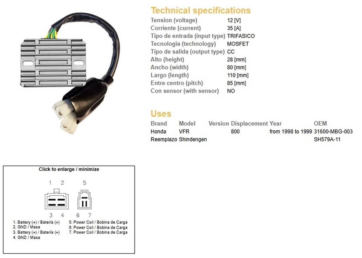 Dze Regulator Napięcia Honda Vfr 800 '98-'99 31600-Mbg-003