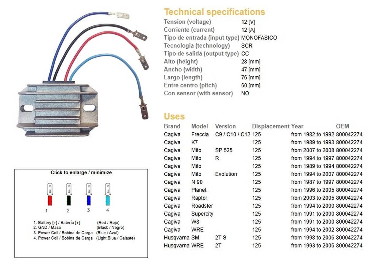 Dze Regulator Napięcia Cagiva 125 Mito/Planet/Raptor '89-'07; Husqvarna Wre